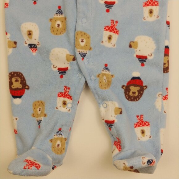 Carter's Fleece Winter Bear Faces Footie 6 Months - Picture 3 of 9